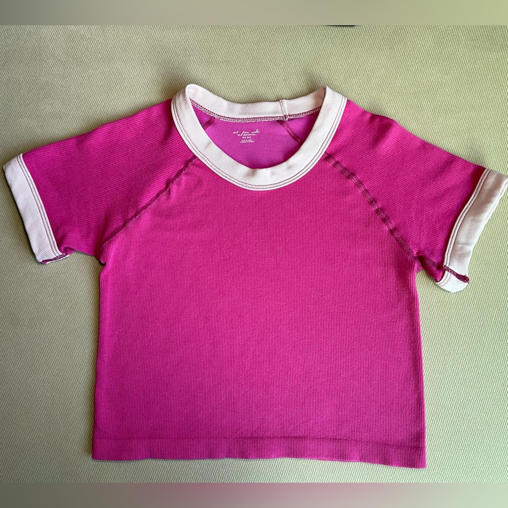 Urban Outfitters Out From Under Barbie Pink Ribbed Crop Top Baby Tee M/L NWOT